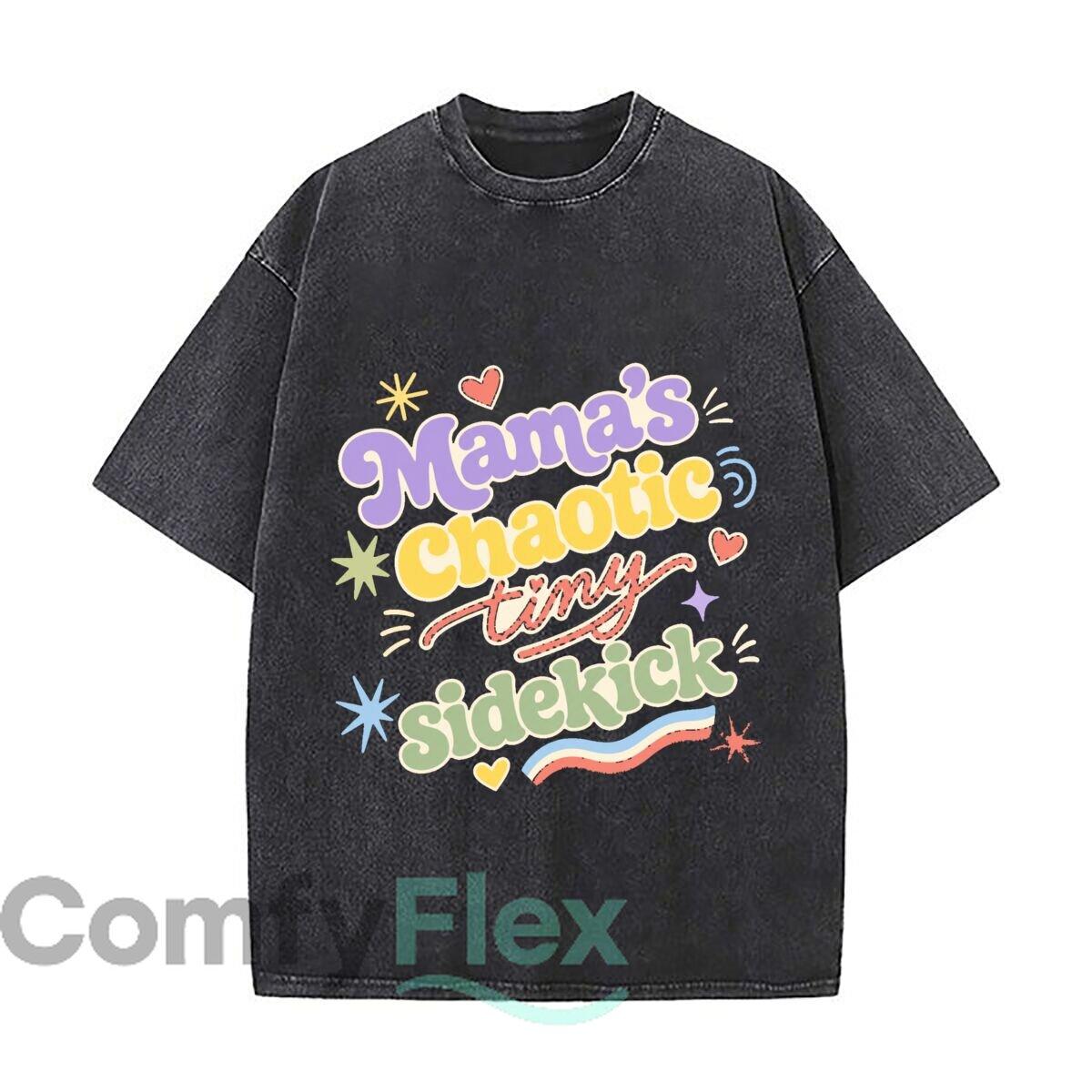 Groovy Mama Sidekick Retro Lettering Daily Commute Vintage Distressed T Shirt Loose Washed Sleeve S