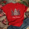 Women's New Year Clothing Checkered Christmas Tree Red T-shirt Women's T-shirt