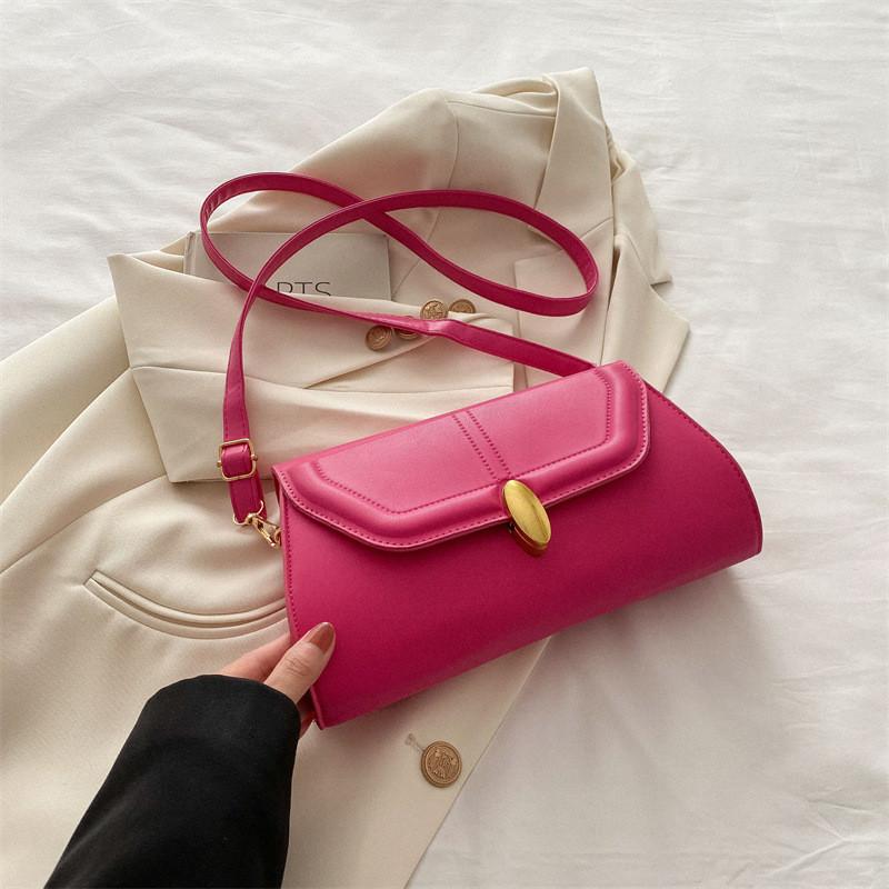 

Trendy Retro Single Shoulder Bag With Lock Closure And Soft Pu Leather рожевий