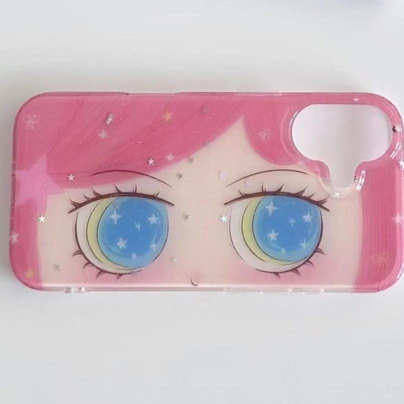 Phone Case for Samsung Galaxy S25 S24 S23 S22 S21 FE Ultra Plus 4G 5G Feather Texture Back Cover Kawaii Cute Black Big Eyes Cool