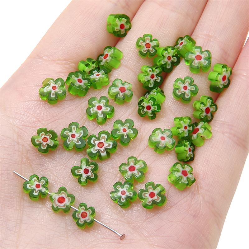 10 Stück 6mm Handgemachte Lampwork Glasanhänger Blumenperlen für DIY Halskette Armband Ohrring Schmuck Basteln
