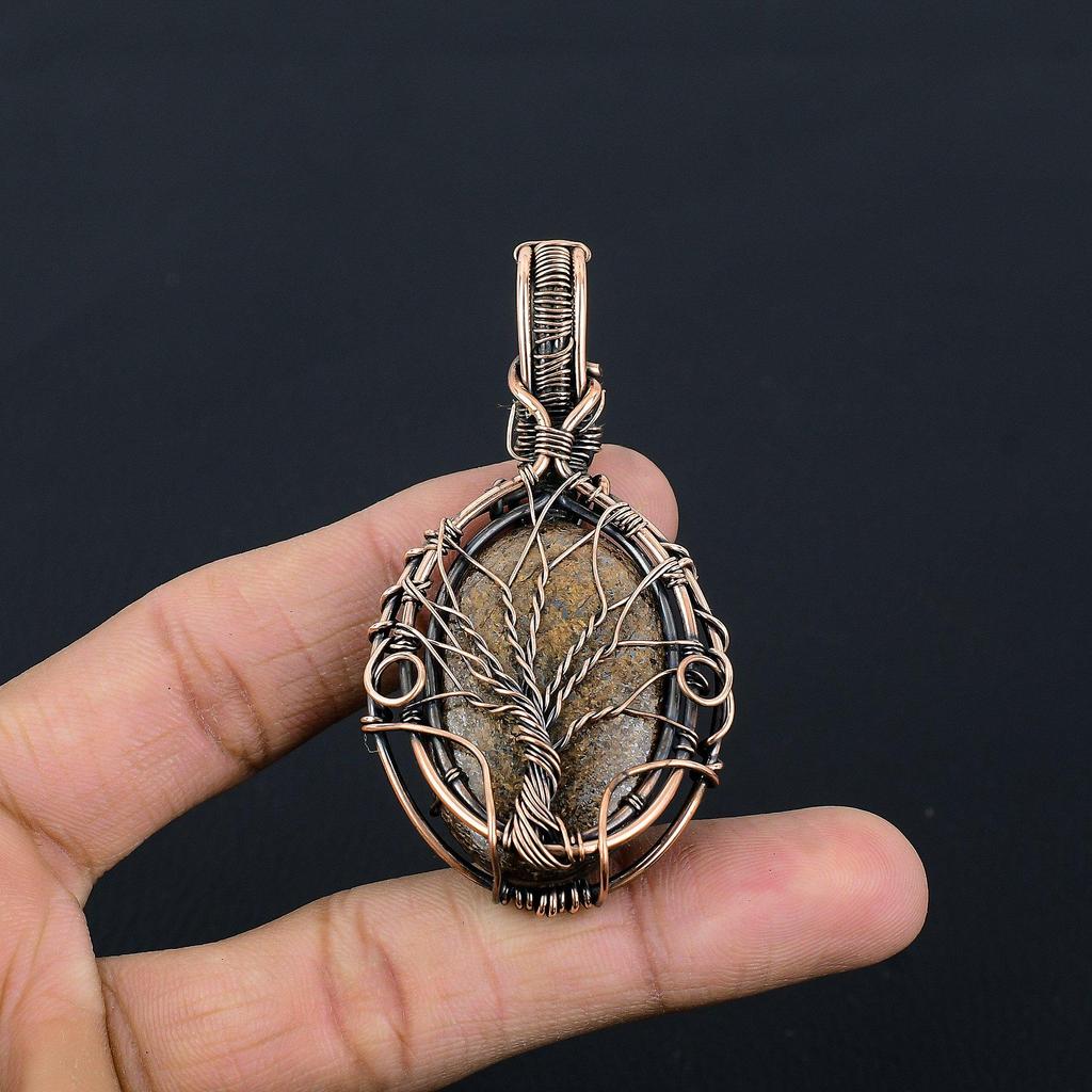 Bronzite Pendant, 999 Copper Wire Wrapped Jewelry, Gemstone Jewelry Pendant, Handmade Wedding Gift Jewelry