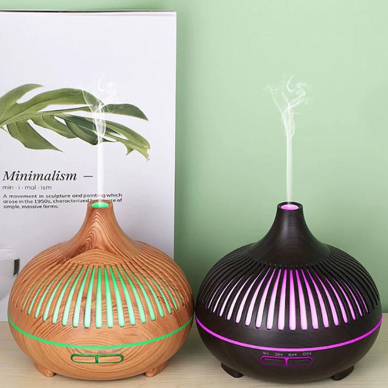 Wireless 500ML Aromatherapy Essential Oil Diffuser Woodstove Ultrasonic Air Humidifier Cool with 7 Color LED Lights