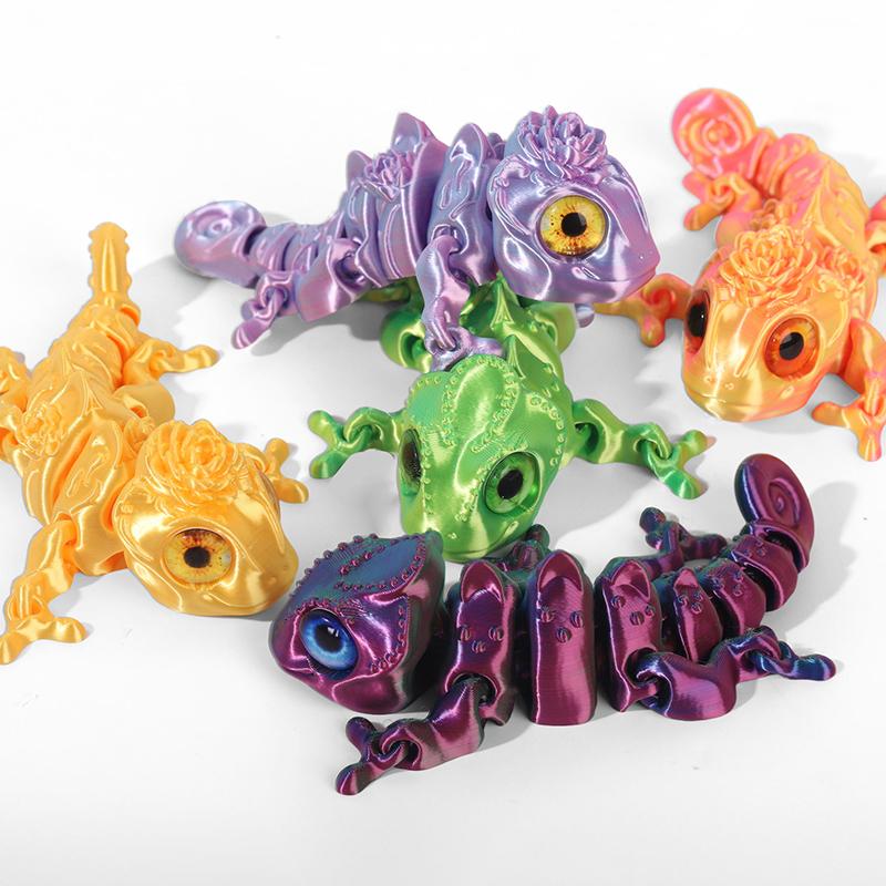 3D-utskrift Kameleonfigurer Multi-ledd Bevegelig Simulering Øyne Drage Ornament For Hjem Tilbehør Barn Gaveleker