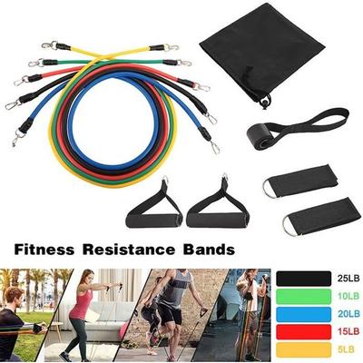 Set Exercise Bands - Resistance Bands - 11 Pieces - High Resistance - Fitness - Yoga