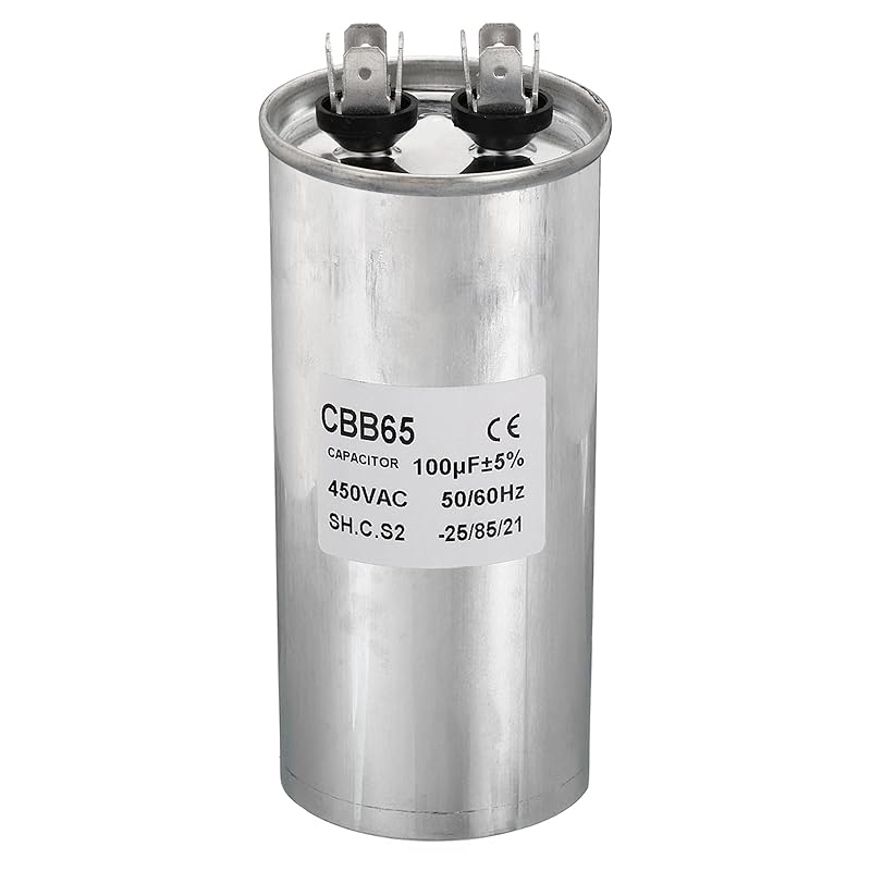 PATIKIL 8uF 8MDF 450VAC Fan Start Capacitor, CBB65 Circular Run Capacitor for Air Conditioner Cool Heat Pump Condenser Straight