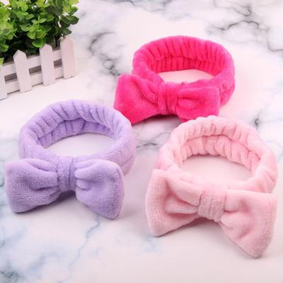 Damen Korallenfleece Schleife Haarband Einfarbige Gesichtsreinigung Make-up Weiche Stirnbänder