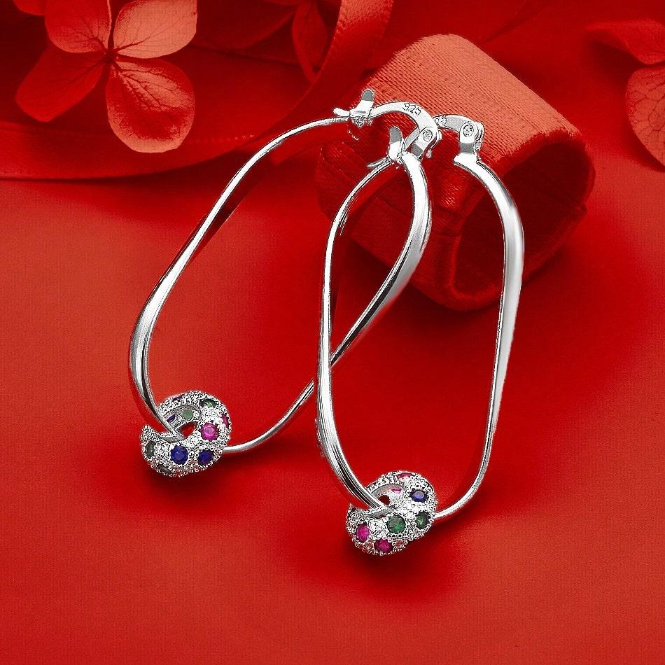 Silver Plated 41mm Smooth Circle Big Hoop Earrings For Women Fashion Party Wedding Accessories Jewelry Christmas Gifts