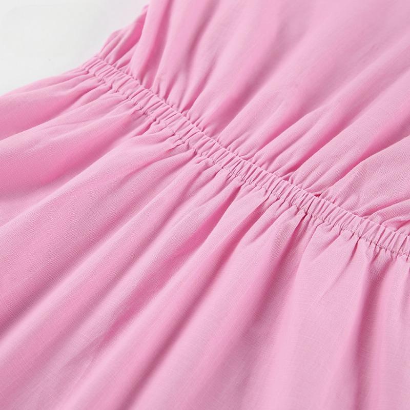 Летнее платье женское элегантное с V-образным вырезом и рукавами-фонариками на шнуровке — фото 15