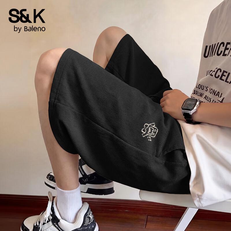 Baleno Men s Letter Print Waffle Knit Summer Casual Shorts M