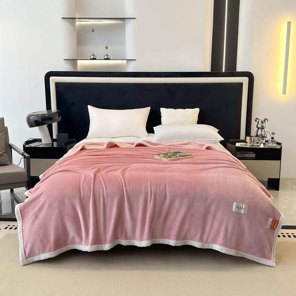 Single Layer Thick Solid Color Warm Flannel Blanket for Nap, Air Conditioning Cover Blanket
