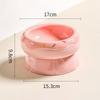 2 In 1 Cat Ceramic Bowl Double Layer Small Dogs Food Water Feeders Pet Non-slip Drink Eat Supplies Doughnut Shape Microwave Safe