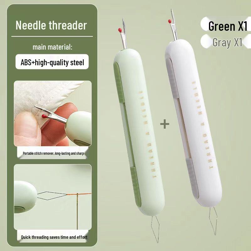 Dual Needle Threader & Seam Ripper: Double-Headed Tool for Easy Sewing and Threading