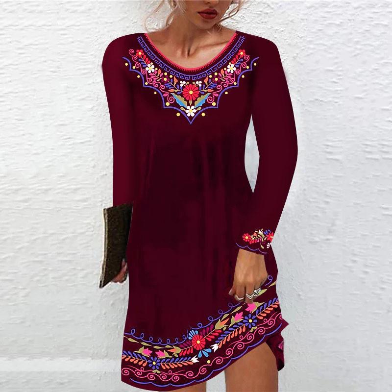 Europe America Station Mid-waist Printed Urban Casual Short-sleeved Dress