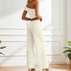 Damen Sommer Zweiteiler Ein Schulter Kurzarm Top Hohe Taille Weite Hosen Freizeit Outfit