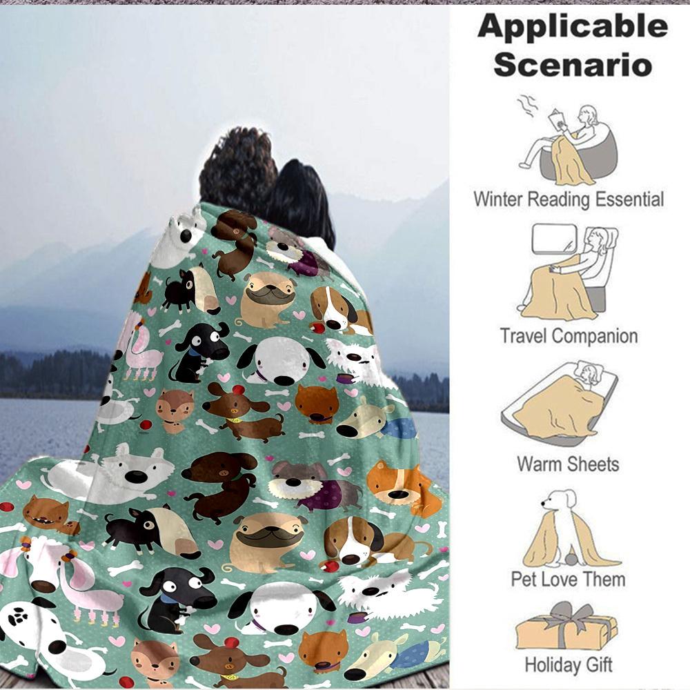 1pc Dogs Bones Lightweight Flannel Blanket, Comfortable and Warm Blanket, for Office and Camping Sofa Bed, Livingroom202