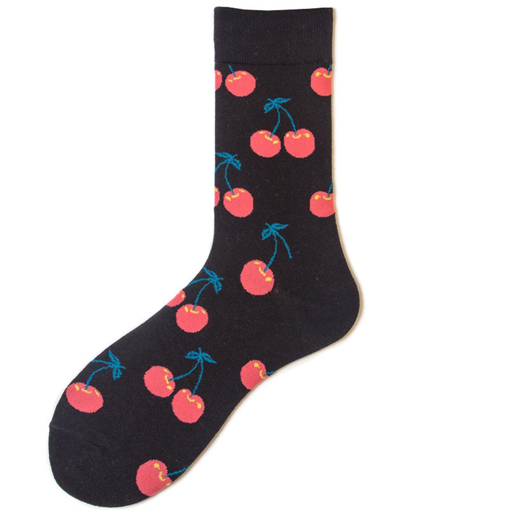 Happy Cherry Lemon Pineapple Strawberry Unisex Fruit Cotton Socks Skateboard Men Fashion Business Hipster Dropship