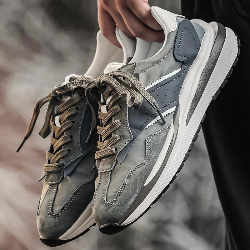Vår Höst Nya Trendiga Retro Rese Fritidsskor Tjocksulade Slitstarka Utomhussneakers Halkfria Bekväma Löparskor