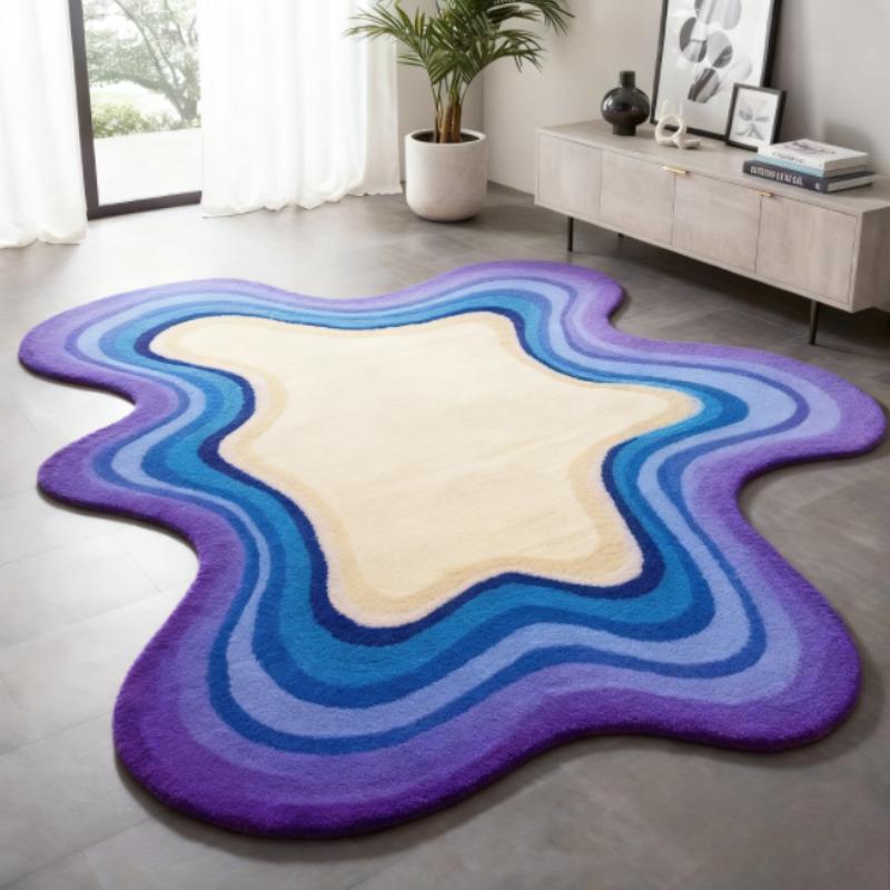 Dopamine Kleur Tapijten voor Woonkamer Verdikken Pluche Slaapkamer Decoratie Tapijt Pluizig Zacht Lounge Vloermat Onregelmatige Vorm Studiekamer Tapijt 80x120cm gray
