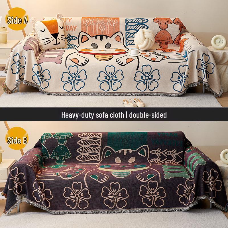 Rutschfester Baumwoll-Sofabezug: Ganzjahres-Sofa-Decke & Kissenbezug