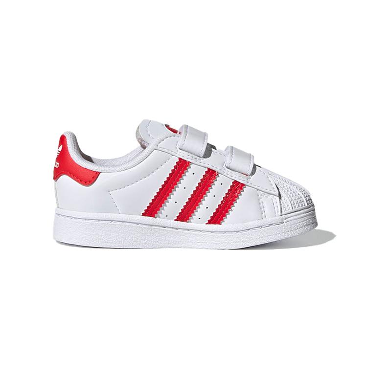 Adidas Originals SUPERSTAR Comfortable Breathable Low top Skateboard Shoes White Red Infant And Toddler FZ0644