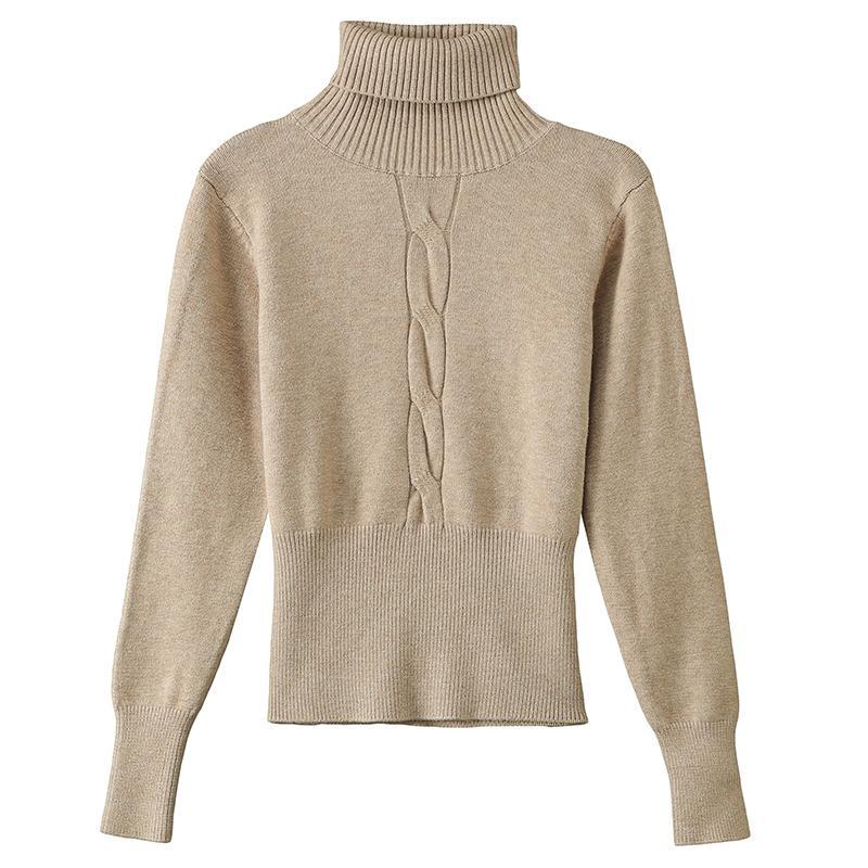 Women's Turtleneck Sweater Autumn Winter Short Solid Color Elastic Knitted Top Slim Fit Pullover Knitted Sweater.