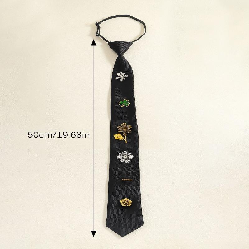 Versatile Flowers Insect Tie Black Luxury Design Shirt Tie Autumn Creativity Multi Element Splicing Accessories