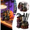 Magic Witch Pen Holder, Witch Cauldron Pen Holder for Horror Fans & Fantasy Lovers, Resin Cauldron Pen Organizer with Spooky Witch Design