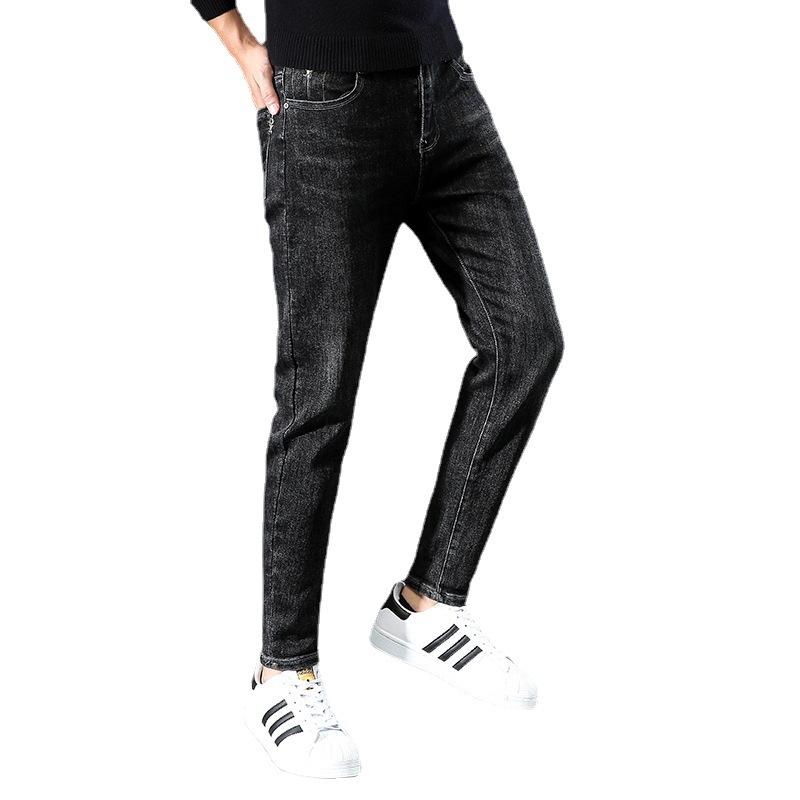 Jeans Men's Trendy Elastic Slim Fitting Small Straight Tube New Korean Version Men's Casual Long Pants