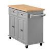 Kitchen Island Cart with Storage, 1110 mm Wide Mobile Rolling Storage Island on Swivel Wheels, with 2 Drawers, Storage Cabinet, Spice/Towel Rack,