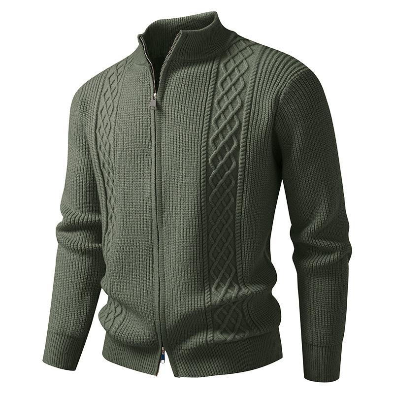 2025 New Autumn and Winter Men's Zipper Fashionable Casual Stand-up Collar Cardigan Sweater Jacket