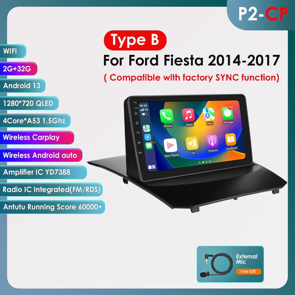 Hizpo 2din Android Autorádio pro Ford Fiesta 2009 - 2017 Autorádio Multimediální Přehrávač Videa GPS Navigace Hlavní Jednotka Carplay 4G WIFI Inteligentní DVR DSP