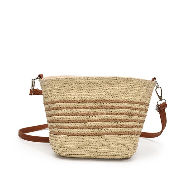 

Summer Casual Large-capacity Bucket Bag Fashionable Seaside Vacation Woven Bag Vegetable Basket Bag бежевий/хакі