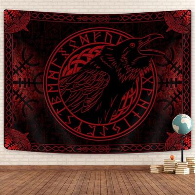 VIKAMA Viking Raven Wall Tapestry Norse Rune Backdrop Polyester Wall Hanging for Bedroom Dorm Living Room Gothic Home Wall Decor