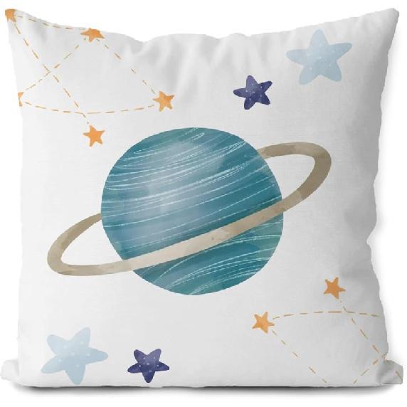 Space Pillow Covers 18x18 Set of 2, Astronaut Rocket Pillowcase for Kids, Space Themed Decor for Toddler boy Room Decor