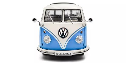 SOLIDO 1/18 Scale Volkswagen T1 Samba Bus 1962 (Blue/White) Finished Product S1813401