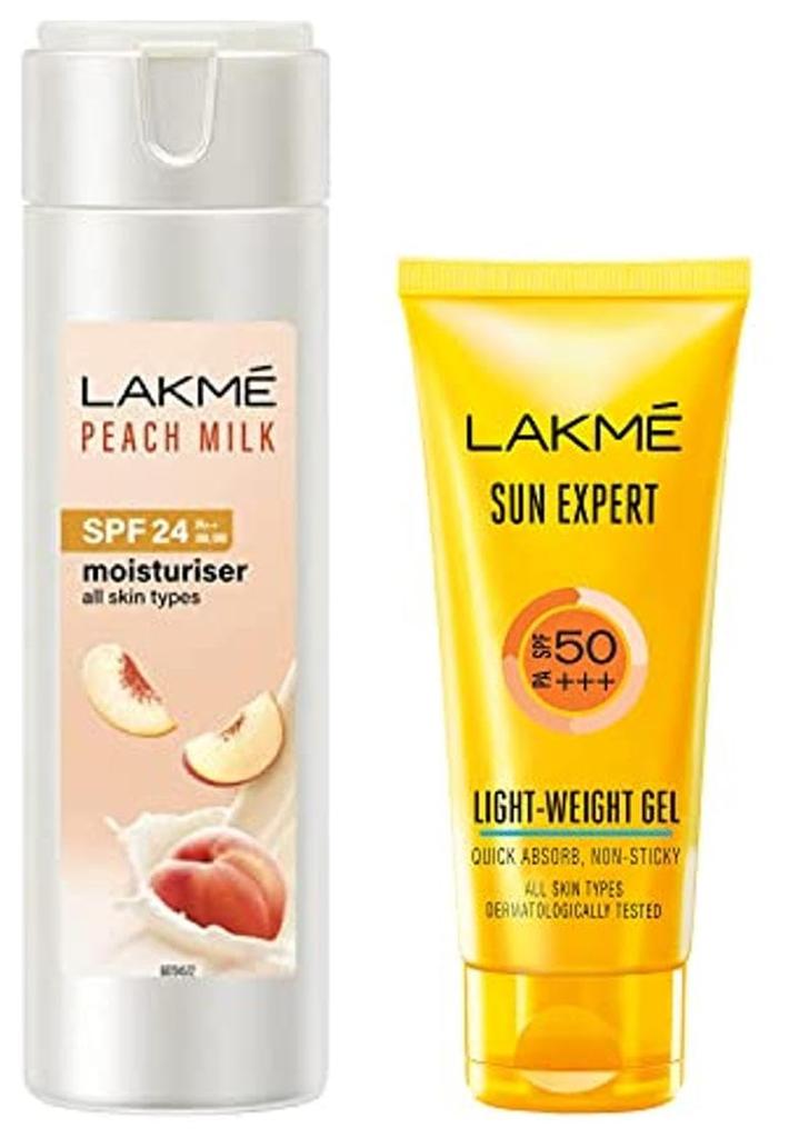 LAKMÉ Sun Expert Spf 50 Pa+++ Ultra Matte Gel Sunscreen for All Skin Type, Blocks Upto 97% Harmful Sunrays, 100 G & Peach Milk Lotion Moisturizer