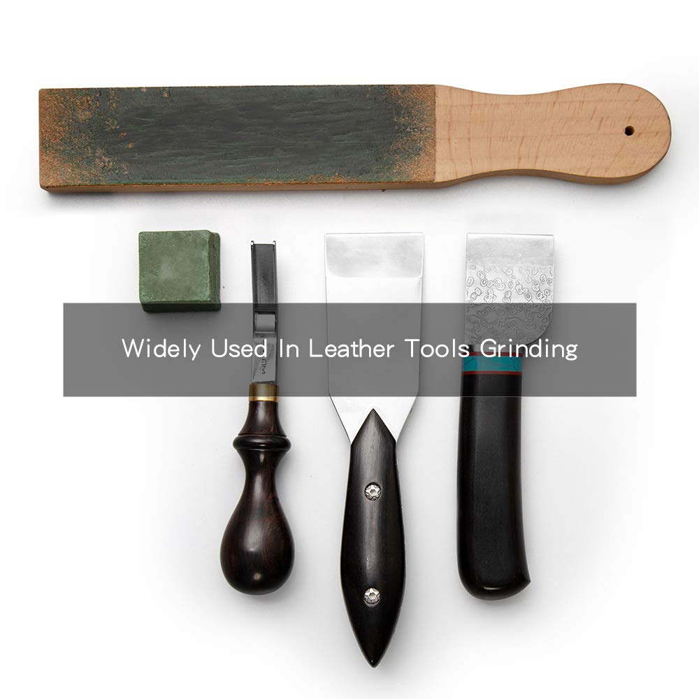 WUTA Leather Strop, Sharpening Stone, Sharpening Tool, Paddle Strop, Leathercraft, with Sharpening Stone, Black Wooden Stand