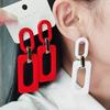 Rectangle Hollow Splicing Acrylic Earrings Stud Earrings Retro Personality Niche Earrings Ear Jewelry Women