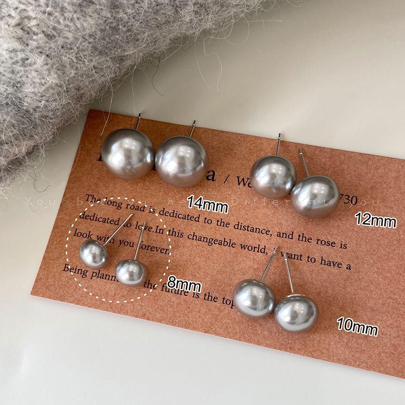 

Accessible Luxury Pink Light Women s Niche Style Fancy Pearl Earrings 8mm Shijia gray pearl-Silver Needle