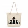 Black cat print thick rope single-shoulder beach bag 7364