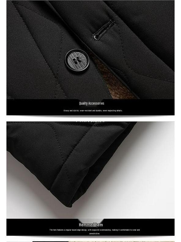 Men's Winter Thickened Lapel Jacket - Plus Velvet, Warm, Loose Fit for Middle-aged & Elderly