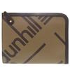 Used AUTHENTIC Luggage Canvas Zip FolioClutch Bag Brown Leather