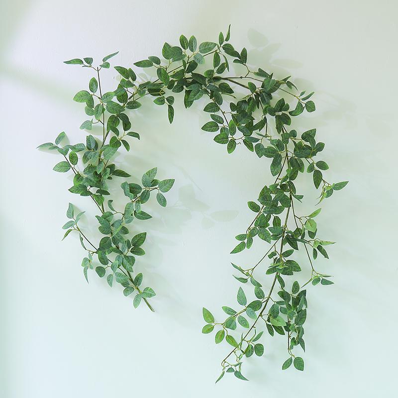 Luxurious Staircase Decor: Bionic Green Rose Vines & Leaves
