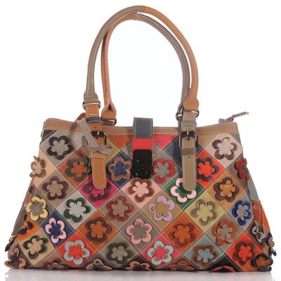Real Leather Patchwork Bag with Plenty of Storage Space