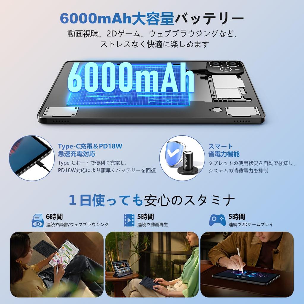 Tablet Model Android 14 Model IPS HD Large Screen Android Tablet 6000mAh PD18W Fast Charging CPU Widevine L1 GMS Certified Face Recognition WiFi