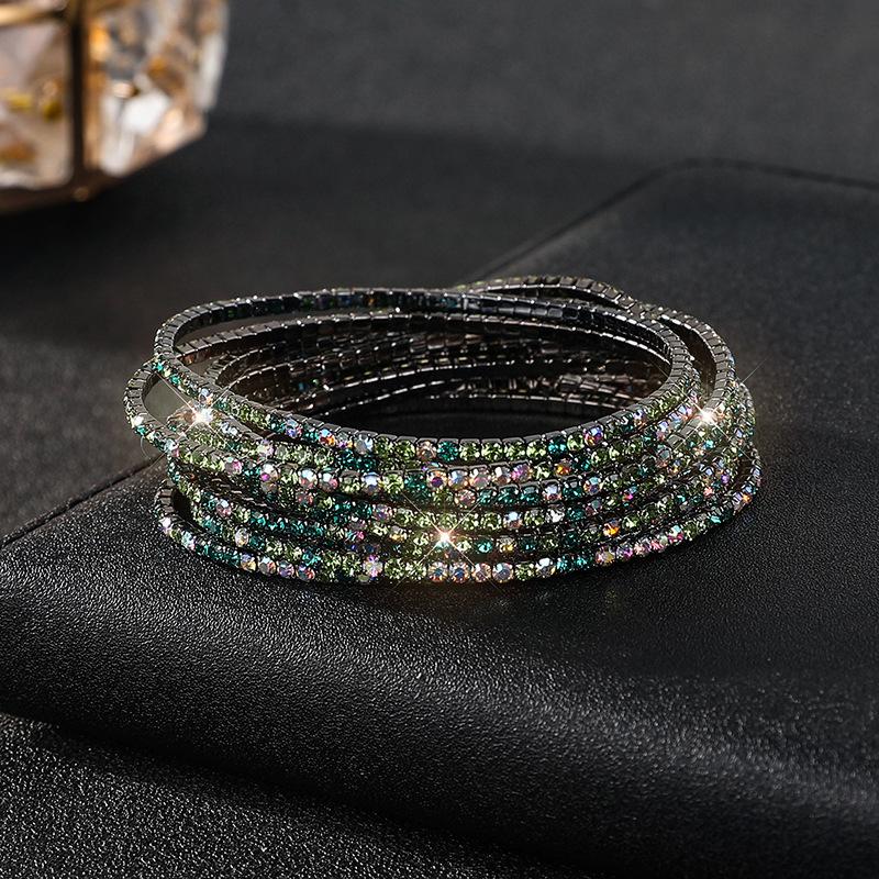 Diamond Elastic Bracelet Color Zircon Rhinestone Claw Chain Crystal Bracelet Gemstone Full Diamond Jewelry