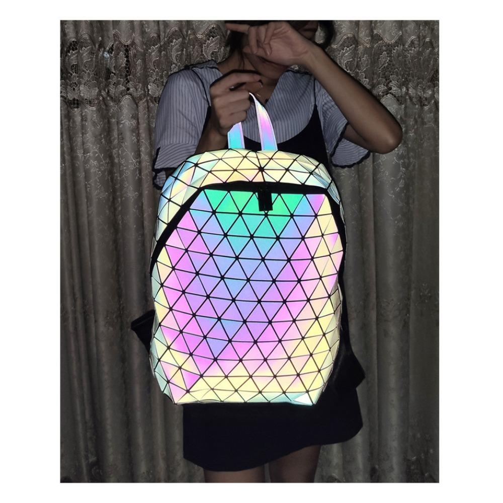 Fashion Backpack Geometric Rhombus Inverted Triangle Symphony Mountaineering Bag Triangle Piece Rhombus Color Changing Luminous Backpack