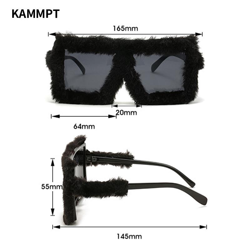 Oversized Square Women Sunglasses New Fashion Furrry Frame Gradient Shades Eyewear Retro Brand Design Winter Sun Glasses