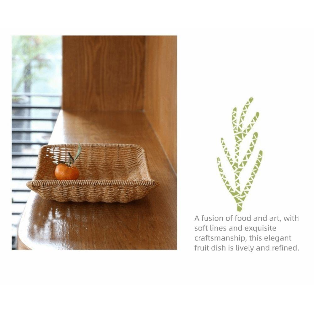 Handgeflochtener Speiseteller Ellipsenform Geflochtene Servierkörbe Aufbewahrungstablett Aufbewahrung Obst Gemüse Kuchen